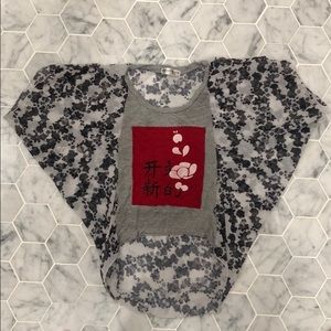 Flowers by Zoe sheer hi-low shirt